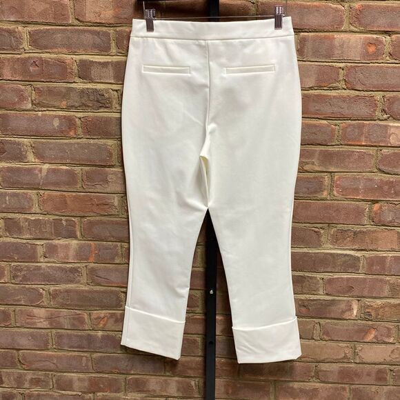 Katherine Barclay Cream Cuffed Crop Pants Size 6 NWOT - Picture 3 of 6